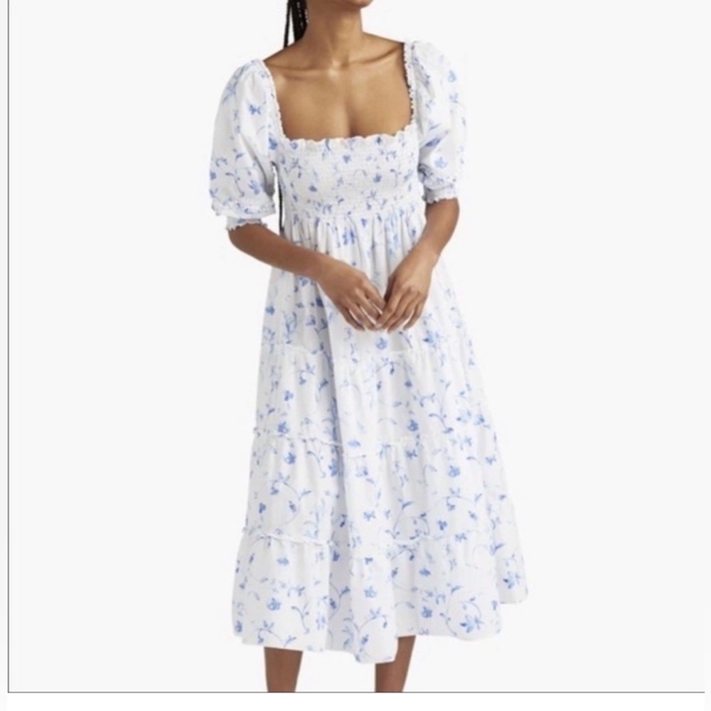 Hill House Nesli Nap dress in Blue Botanical